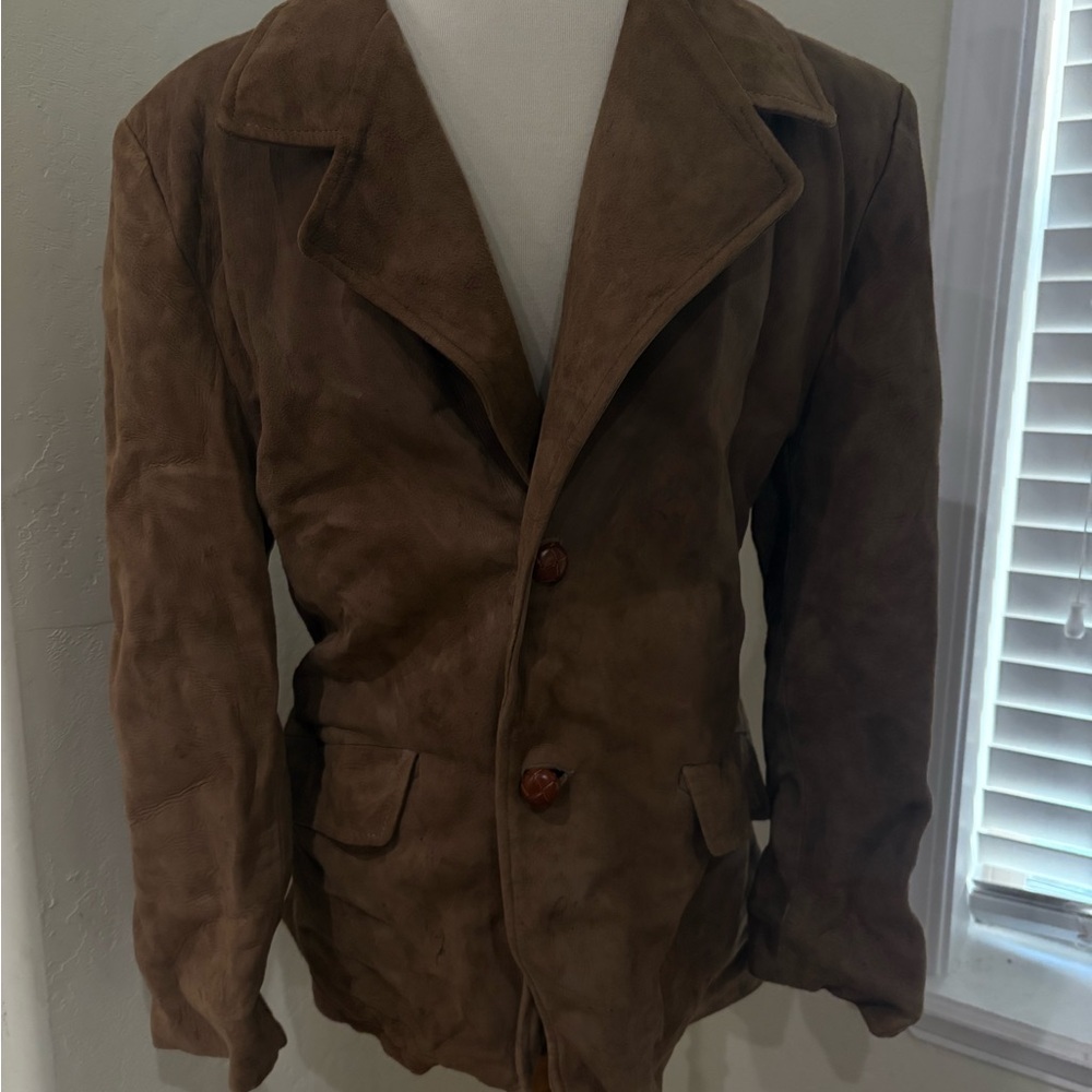 Vintage Leather Elegant Brown Men's Coat